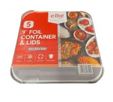 Foil Containers & Lids 5 Pack (23 X 23 X 5CM)