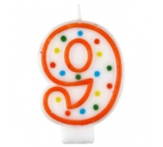 Candle Number 9 Polka Dots