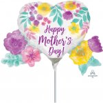 Happy Mothers Day Watercolour Flowers Minishape Foil