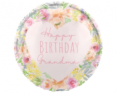 Happy Birthday Grandma Round 18" Foil Balloon