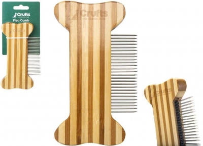 Crufts Bone Shaped Bambooflea Comb On Tie On Card