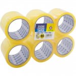 Stationary Tape Clear Flat 48mm x 66M 6 Pack