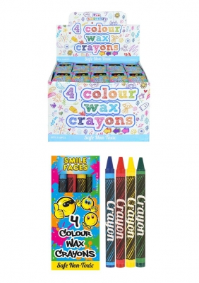 Smiley Face 8cm Wax Crayon Set Of 4 X 120 ( 11p Each )