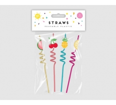 Summer Reusable Plastic Straws 4 Pack