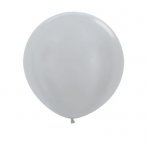 Satin Silver 24" Latex Balloons 60cm - 3 Pack
