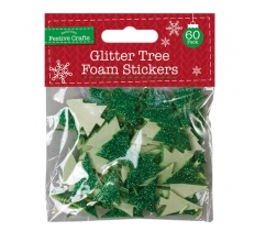 Glitter Christmas Tree Foam Stickers 60 Pack