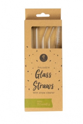 Reusable Glass Straws - 4 Pack