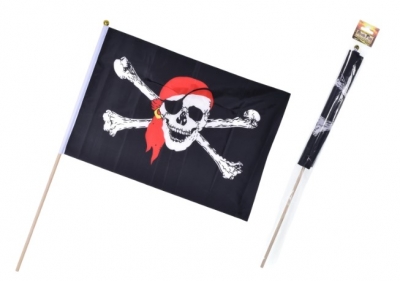 Pirate Hand Flag - 18 x 12 " On Stick Poly Bag Header