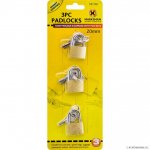 Brass Padlock Set 20mm 3 Pack