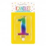 Metallic Rainbow Number 1 Birthday Candle