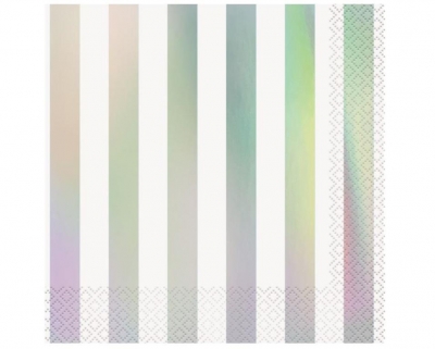 Iridescent Strip Paper Napkins 16 Pack