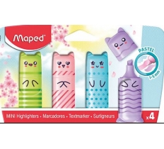 Highlighters Mini Pastel Kawai X 4 Cardboard Pack