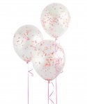 12" Clear Latex Balloons With Neon Confetti Pack Of 6