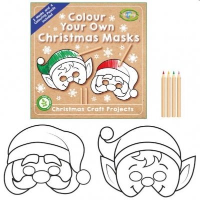 Colour Your Own Christmas Masks 29.5cm x 21cm
