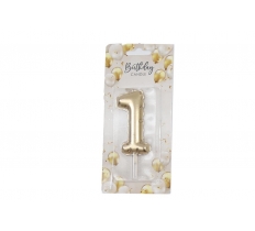 Gold Balloon Candle 6cm Number 1