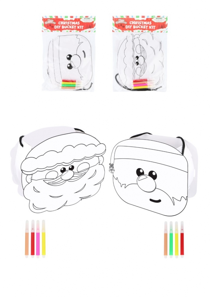 Christmas DIY Bucket Kit with 4 Colouring Pens - Click Image to Close