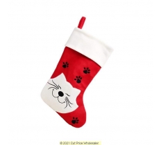 Deluxe Plush Red Cat With Black Paws Stocking 40cm X 25cm