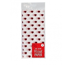 Valentines Day Foil Heart Tissue Paper 3 Sheet