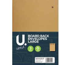 Board Back Envelopes Large, 229x324mm, 3pk