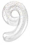 34" GLITZ 9 Rose Gold Printed Prism Foil Balloon Numeral