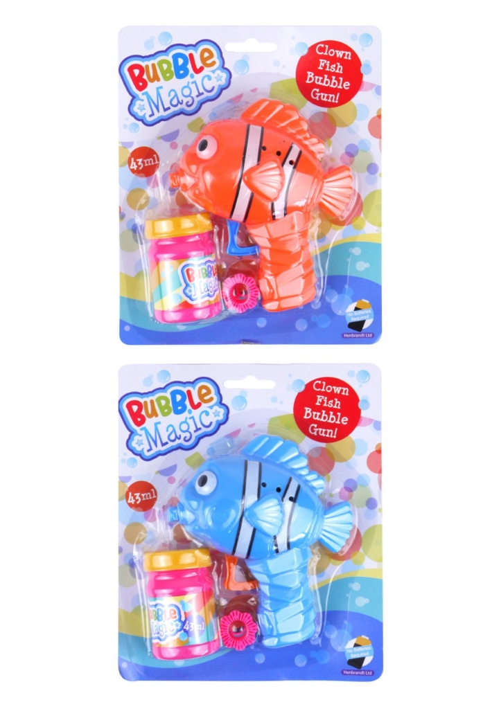 Clown Fish Friction Bubble Gun With Bubble Solution - Click Image to Close