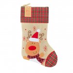 Deluxe Plush Tartan Reindeer Christmas Stocking
