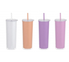 Inner Ribbed Cup With Straw 700ml