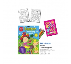 A4 Easter 8 Page Colouring Pack With Colour Pencils