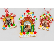 CANDY CANE HOUSE (PHOTO FRAME) 3 ASSORTED 11 X 7CM