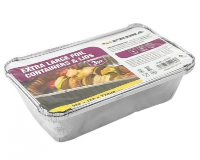 Extra Large Foil Containers & Lids 3PK