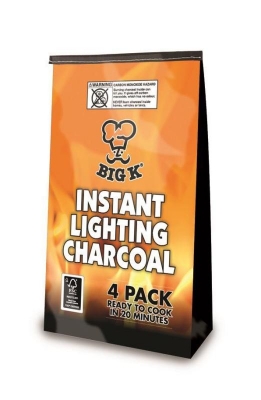 Big K BBQ Instant Light Charcoal 4kg ( 4 Pack X 1kg )
