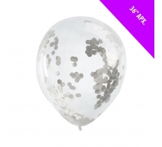 Foil Confetti Balloon 36" Silver