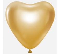 Kalisan 12" Heart Mirror Chrome Gold Balloons 25 Pack