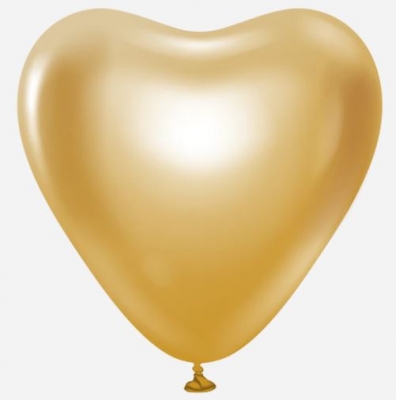 Kalisan 12" Heart Mirror Chrome Gold Balloons 25 Pack
