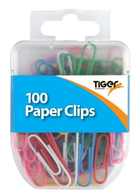 Tiger Essential 100 Paper Clips Coloured