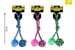 Rubber Ball And Rope Dog Toy 3 Colour