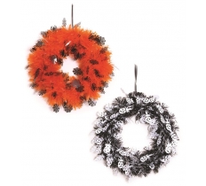 Halloween Tinsel Wreath 28cm