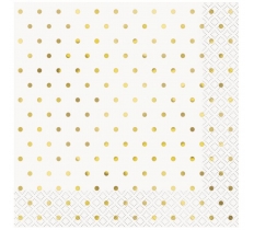 ELEGANT GOLD FOIL DOTS LUNCHEON NAPKINS 16PACK FOIL STAMPED