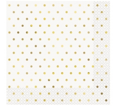 ELEGANT GOLD FOIL DOTS LUNCHEON NAPKINS 16PACK FOIL STAMPED