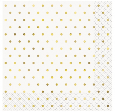 ELEGANT GOLD FOIL DOTS LUNCHEON NAPKINS 16PACK FOIL STAMPED