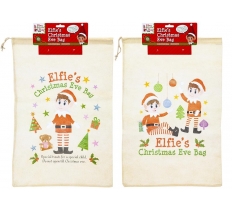 Elf Christmas Eve Draw String Non Woven Bag 36cm X 55cm