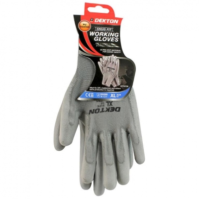 Dekton Snug Fit Grey Working Gloves Pu Coated
