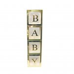 Set Of 4 Gold Baby Balloon Boxes 30cm X 30cm