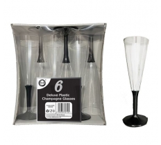 Deluxe Plastic Champagne Glasses 6 Pack