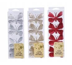 Clip-On Butterfly 4 Pack Glitter