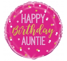 Happy Birthday Auntie Round Foil Balloon 18"