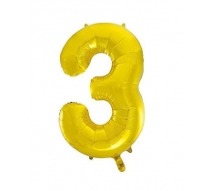34" Classic Gold Number 3 Foil Balloon ( 1 )