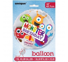 Monster Birthday Round Foil Balloon 18"