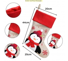 Deluxe Plush Hessian Red Top Penguin Stocking 40cm X 25cm