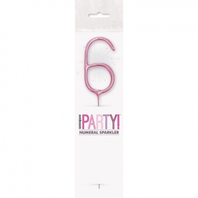 Birthday Pink Glitz Number 6 Sparkler 7"